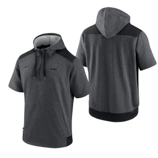 Men's St. Louis Cardinals Charcoal Black Authentic Collection Dry Flux Performance Quarter-Zip Short Sleeve Hoodie