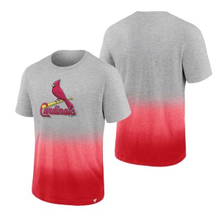 Men's St. Louis Cardinals Heathered Gray Heathered Red Iconic Team Ombre Dip-Dye T-Shirt