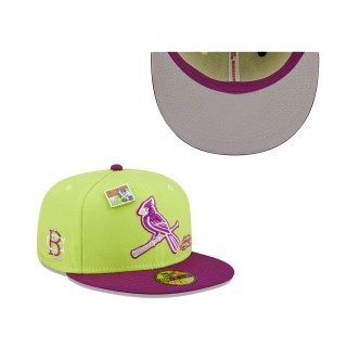 St. Louis Cardinals Green Purple MLB x Big League Chew Swingin' Sour Apple Flavor Pack 59FIFTY Fitted Hat