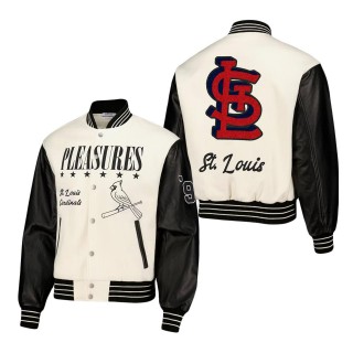 St. Louis Cardinals PLEASURES White Full-Snap Varsity Jacket
