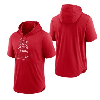 Men's St. Louis Cardinals Red Logo Lockup Performance Short-Sleeved Pullover Hoodie