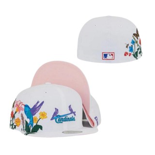 St. Louis Cardinals White Blooming Pink Undervisor 59FIFTY Fitted Hat