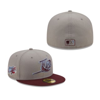 Tampa Bay Rays Cooperstown Collection 1998 Innaugural Season Blue Undervisor 59FIFTY Fitted Hat Gray Maroon