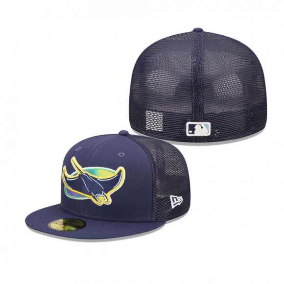 Men's Tampa Bay Rays Navy Team On-Field Replica Mesh Back 59FIFTY Fitted Hat