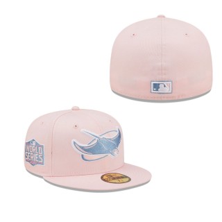 Men's Tampa Bay Rays Pink Sky Blue 2020 World Series Cooperstown Collection Undervisor 59FIFTY Fitted Hat