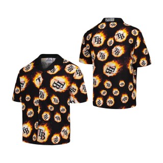 Tampa Bay Rays PLEASURES Black Flame Fireball Button-Up Shirt