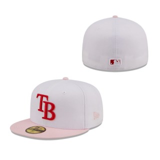 Tampa Bay Rays White Pink Scarlet Undervisor 59FIFTY Fitted Hat