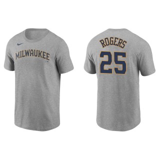 Men's Milwaukee Brewers Taylor Rogers Gray Name & Number T-Shirt