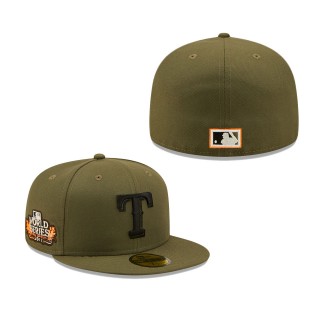 Texas Rangers 2011 World Series Hunter Flame Undervisor 59FIFTY Fitted Hat Olive