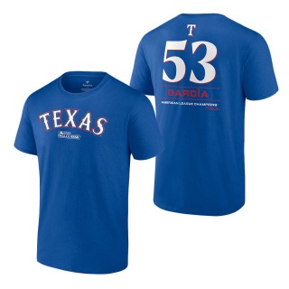 Texas Rangers Adolis Garcia Royal 2023 American League Champions Player Name & Number T-Shirt
