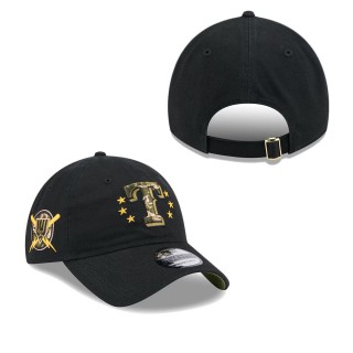 Texas Rangers Black 2024 Armed Forces Day 9TWENTY Adjustable Hat
