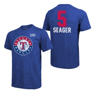 Texas Rangers Corey Seager Majestic Threads Royal 2023 World Series Tri-Blend T-Shirt