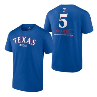 Texas Rangers Corey Seager Royal 2023 American League Champions Player Name & Number T-Shirt