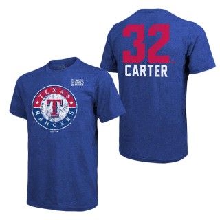 Texas Rangers Evan Carter Majestic Threads Royal 2023 World Series Tri-Blend T-Shirt