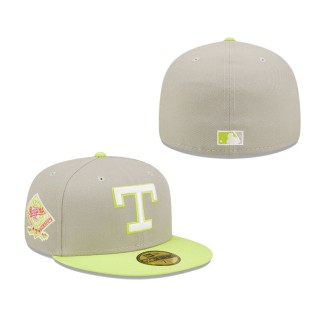 Men's Texas Rangers Gray Green Arlington Stadium Cyber 59FIFTY Fitted Hat
