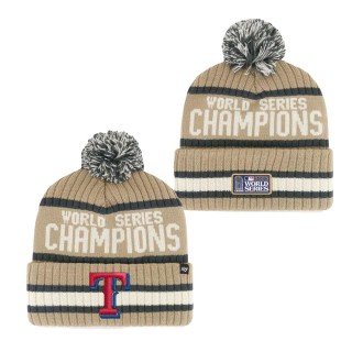 Texas Rangers Khaki 2023 World Series Champions Cuffed Knit Hat with Pom