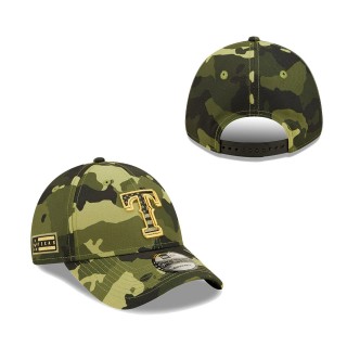 Texas Rangers New Era Camo 2022 Armed Forces Day 9FORTY Snapback Adjustable Hat