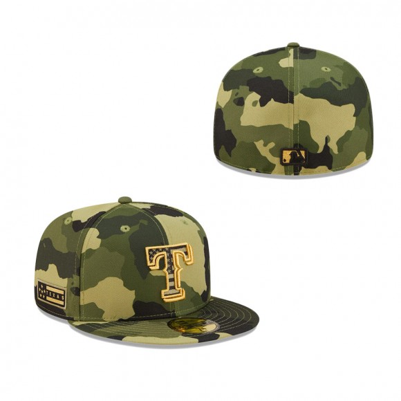 Texas Rangers New Era Camo 2022 Armed Forces Day 59FIFTY Fitted Hat