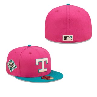 Men's Texas Rangers Pink Green Cooperstown Collection 1993 American League Passion Forest 59FIFTY Fitted Hat