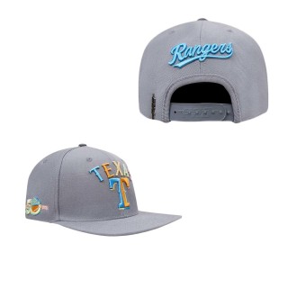 Texas Rangers Pro Standard Washed Neon Snapback Hat Gray