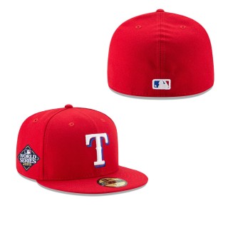 Texas Rangers Red 2023 World Series Side Patch 59FIFTY Fitted Cap