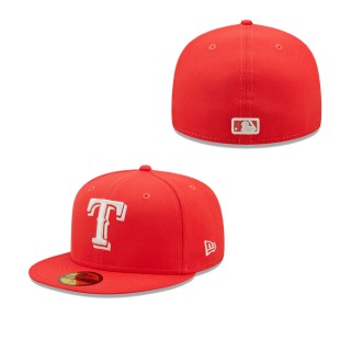 Men's Texas Rangers Red Lava Highlighter Logo 59FIFTY Fitted Hat