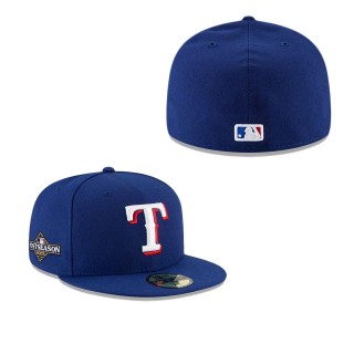 Texas Rangers Royal 2023 Postseason Side Patch 59FIFTY Fitted Cap