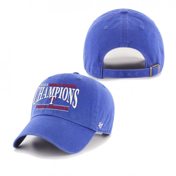 Texas Rangers Royal 2023 World Series Champions Clean Up Adjustable Hat