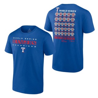 Texas Rangers Royal 2023 World Series Champions Jersey Roster T-Shirt