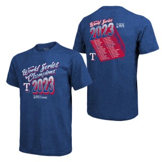 Texas Rangers Royal 2023 World Series Champions Life Of The Party Tri-Blend Roster T-Shirt