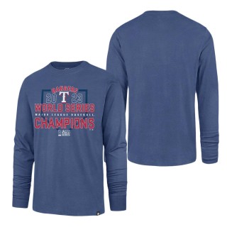 Texas Rangers Royal 2023 World Series Champions Playoff Franklin Long Sleeve T-Shirt