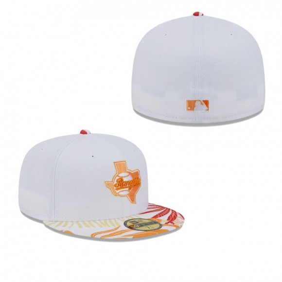 Texas Rangers White Orange Flamingo 59FIFTY Fitted Hat