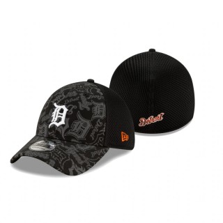 Tigers Black All Over Print Neo 39THIRTY Flex Hat