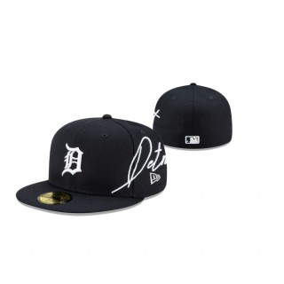 Tigers Cursive Navy 59FIFTY Fitted Cap