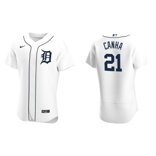 Mark Canha Tigers White Authentic Home Jersey