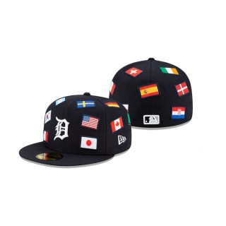 Tigers All Over Flag 59FIFTY Fitted Navy Hat