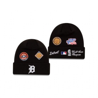 Detroit Tigers Black World Series Patch Cuff Knit Hat