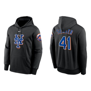 Tom Seaver New York Mets Black Logo Performance Pullover Hoodie
