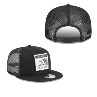 Toronto Blue Jays Black Scratch Squared Trucker 9FIFTY Snapback Hat