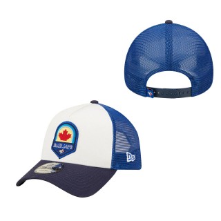 Toronto Blue Jays White Navy Fresh A-Frame 9FORTY Trucker Snapback Hat