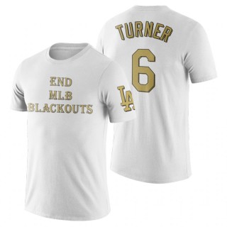 Los Angeles Dodgers Trea Turner White End Blackouts T-Shirt