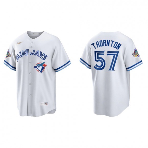 Trent Thornton Toronto Blue Jays White 1992 World Series Patch 30th Anniversary Cooperstown Collection Jersey