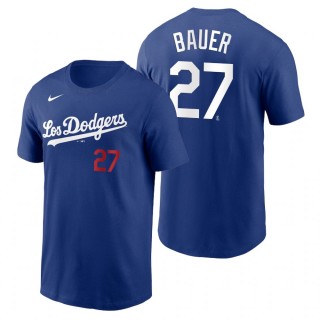 Los Angeles Dodgers Trevor Bauer Royal 2021 City Connect Name Number T-Shirt