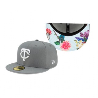 Twins Gray Floral Undervisor 59FIFTY Fitted Hat
