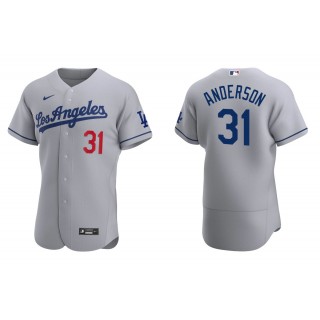 Men's Los Angeles Dodgers Tyler Anderson Gray Authentic Road Jersey