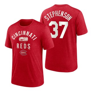 Men's Cincinnati Reds Tyler Stephenson Red 2022 Field of Dreams Lockup Tri-Blend T-Shirt