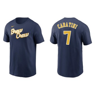 Victor Caratini Brewers Navy 2022 City Connect Wordmark T-Shirt
