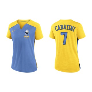 Victor Caratini Women's Brewers Powder Blue Gold 2022 City Connect Exceed Boxy V-Neck T-Shirt