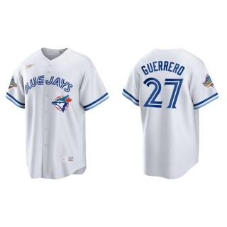 Vladimir Guerrero Jr. Toronto Blue Jays White 1992 World Series Patch 30th Anniversary Cooperstown Collection Jersey