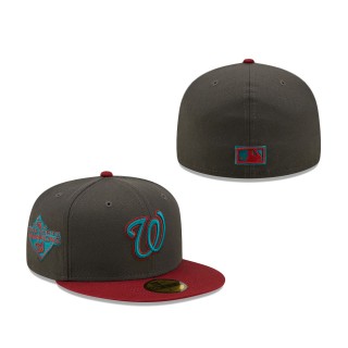 Washington Nationals 2019 World Series Champions Titlewave 59FIFTY Fitted Hat Graphite Cardinal